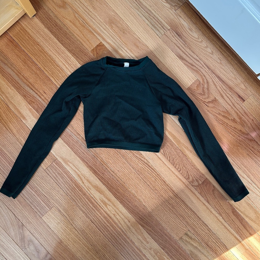 OFFLINE By Aerie Seamless Waffle Long Sleeve T-Shirt - Deep Forest Green